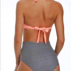 Ruched Striped Halter One Piece Monokini